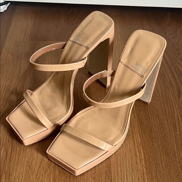 Jeffrey Campbell Shoes - Jeffrey Campbell Blush Patent Square-Toe Double-Strap Block Heels